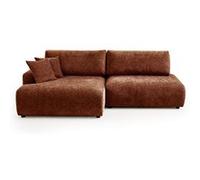 Pivoine - Canapé d'angle ouvert gauche 4 places convertible avec coffre en tissu texturé