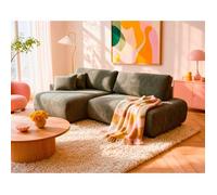 Pivoine - Canapé d'angle ouvert gauche 4 places convertible avec coffre en tissu texturé