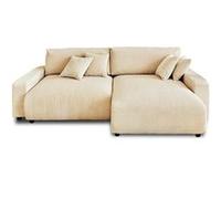 Lisa Design - Canapé angle réversible Pivoine - 4 places - convertible coffre - velours côtelé beige