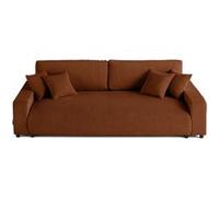 Lisa design Canapé droit 3 places Pivoine convertible avec coffre velours côtelé Terracotta