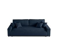 Best mobilier Canapé droit 3 places Pivoine convertible avec coffre en velours texturé Bleu