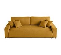 Best mobilier Canapé droit Lisa design Pivoine 3 places convertible avec coffre velours Jaune