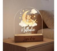 Pixel® Lampe personnalisée avec nom de lumière de nuit pour bébé fille avec animaux idée cadeau naissance bébé fille baptême anniversaire cadeau Noël pour bébé personnalisé (singe)