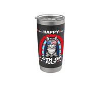 Pixiebob Cat Happy 4th Of July Patriotic American Cats Lover Gobelet isotherme en acier inoxydable double paroi