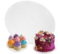 PixiPy Plateau à gâteaux - 8 pouces/20 cm, rond, blanc - Plateau à tambour en carton - Base pour présentation de gâteaux à plusieurs niveaux - Cercle inférieur épais