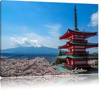 Pixxprint Bâtiment Japonais sur la Toile, Format XXL Support en Bois, Leinwand Format:120x80 cm