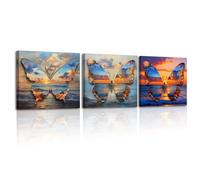 Piy Painting 3 Parties Moderne Impression Sur Toile Décoration, Animal Tableau Decoration Murale Salon, Coucher De Soleil Affiche Cadre Decoration Murale Cuisine Salle De Bain 30X30 CM