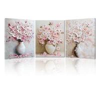 Piy Painting 3 Parties Moderne Impression Sur Toile Décoration, Fleurs Roses Tableau Decoration Murale Salon, Rose Painting Sur Toile, Art Mural Pour Chambre Cuisine Bureau Salle De Bain 30X40 CM