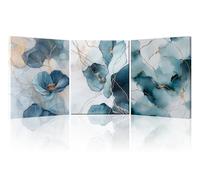 Piy Painting 3 Pièces Abstrait Tableau Sur Toile Moderne, Bleu Art Mural Sur Toile, Tableau Decoration Murale Salon, Tableaux Decoratifs Muraux Avec Cadre Pour Maison Bureau Chambre 30X40cm