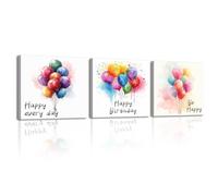 Piy Painting 3Panneau Coloré Tableau Décoration, Beaux Ballons Tableau Decoration Murale Chambre, Toile D'Art Mural, Decoration Murale Peinture, Impression Sur Toile Pour Salon Cuisine 30x30 cm