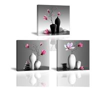 PIY PAINTING 3x Orchidée Impression sur Toile Tableau Elegant Arbre dans la Vase à Fleurs Peinture Home Déco Moderne cadre intérieur en bois pour Chambre Salle de yoga Cadeau de fête des mères 30x30cm