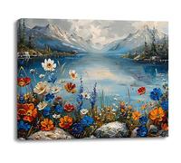 Piy Painting Art Mural Sur Toile Paysage, Impression Sur Toile De La Montagne Enneigée, Image En Toile Du Lac Pour Salon Bureau Salle De Classe Salle De Réunion Salle De Bain, 30x40 cm