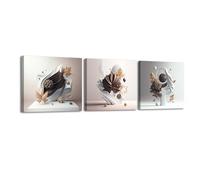 Piy Painting Ensemble de 3 Toile Tableaux, Abstrait Toile Décoration Murale Tableau, Photo Impression sur Toile Géométrie pour Cuisine Chambre Bureau 30x30cm