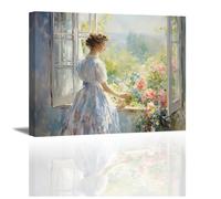 Piy Painting Impression sur Toile Fille Belle, Peinture à l’huile fille, Image sur Toile Tableau Décorations Murales avec Cadre Intégré pour la décoration de la maison, Cadeau d’anniversaire 40x30 cm