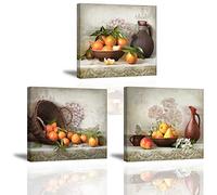 Piy Painting Tableau de La Saison des récoltes des Fruits Image Impression sur Toile Illustrations Oranges Prêt Suspendu pour Salle de Bain Chambre Décor Mural Cadeau Anniversaire 3X 30x30cm chez
