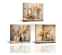 Piy Painting Tableau Mural En Toile Peinture Florale, Impressions Sur Toile Peinture à Huile Fleur, Affiches Décoration Rafraîchissant Pour Salon Chambre à Coucher Café Appartements Hôte, 3x30x30 CM
