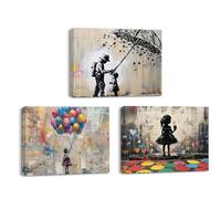 Piy Painting Tableau Sur Toile, Toile Œuvre d'Art Street Graffiti, Affiche De Décoration Moderne Pour Salle De Bain Entrée Couloir Café, Cadeau d'Anniversaire, 3x30x40cm(90x40 Cm), Facile à Accrocher