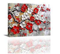 PIY PAINTING Tableaux sur Toile - Impression sur toile Fleurs épanouies - Peinture de fleur de prunier - Image sur Toile - Tableau Decoration Murale - Cadre Intérieur, pour cuisine, restaurant 40x30cm