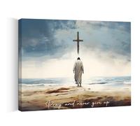 Piy Painting Toile Tableaux Jésus Christ Croix, Impression sur Toile Décoration Murale, Tableaux Deco Muraux pour Chambre à coucher Bureau Galerie 1 pièce 40x30cm, avec Cadre Intérieur en bois