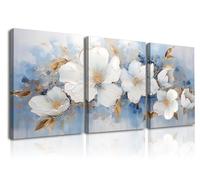 PIY PANTING Impression Fleur Blanche, Art Mural En Toile Romantique, Impression Sur Toile d'Œuvres d'Art, Décoration Tableaux Pour Chambre à Coucher Salon Cafe Banquets Décoration Murale, 3x 30x40 cm