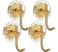 PIYYQNY 4 Pièces Porte Serviette Or Crochet Autocollant En Acrylique Crochet Adhésif Mural De Salle De Bains Porte Manteau Mural Salle de Bain Cuisine Hooks (3.35 Pouces)