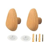 PIYYQNY Crochet Mural Pour Serviettes Porte-Manteau Mural En Bois Massif 2 Pièces Patère En Bois De Hêtre Pour Derrière La Porte Armoire Chambre À Coucher Couloir Forme De Galet(64X46mm)