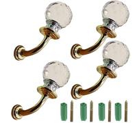 PIYYQNY Crochet Salle De Bain Patère En Cristal Patère En Alliage De Zinc Transparent Patère Murale Boule Rétro Crochet Pour Cuisine Salle De Bain Chambre À Coucher(Or 73mm)