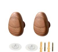 PIYYQNY Patères Porte Manteaux 2 Pièces Crochet En Bois Massif Patère En Noyer Crochet En Bois Mural Pour Derrière La Porte Placard Chambre À Coucher Couloir Forme De Galet(64 * 46mm)