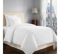 Pizuna Coton Ensemble de Housses de Couette 140x200 cm Blanc 600 Fils | 1 Personne, Tissu de Satin de 100% Coton à Housse de Couette Luxueuse avec Fermeture à Boutons