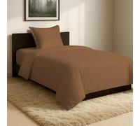 Pizuna Coton Ensemble de Housses de Couette 140x200 cm Brun Moka 400 Fils | 1 Personne, 100% Coton Longue Tige Armure Satin, Housse de Couette de Luxe avec Fermeture à Boutons Brun moka