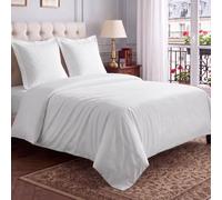 Pizuna Coton Ensemble de Housses de Couette 200x200 cm Blanc 600 Fils | 2 Personnes, Tissu de Satin de 100% Coton à Housse de Couette Luxueuse avec Fermeture à Boutons
