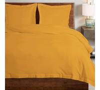 Pizuna Coton Ensemble de Housses de Couette 220x240 cm Miel d'or 400 Fils | 2 Personnes, 100% Coton Longue Tige Armure Satin, Housse de Couette de Luxe avec Fermeture à Boutons (240x220cm)