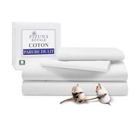 Pizuna Coton Parure de Lit, Single Blanc 1000 Fils | 100% Coton à Fibres Longues en Armure Satin Comprend 1 Drap Housse, 1 Drap Plat, 1 Taie d'oreiller pour 1 Personne