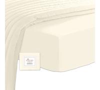 Pizuna Coton Peigné Drap Housse 140x200 cm Nouveau Ivoire, 100% Coton Longue Tige 400 Fils Armure Satin, Drap Housse de Luxe Bonnet 40 cm (Nouveau Ivoire)