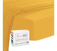 Pizuna Coton Peigné Drap Housse 90x200 cm Miel d'or 400 Fils