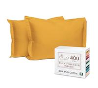 Pizuna Coton Peigné Set de 2 Taies d'oreiller 50x75 cm Miel d'or 400 Fils
