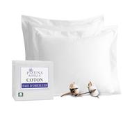 Pizuna Coton Set de 2 Taies d'oreiller 65x65 cm Blanc, 1000 Fils au Pouce, 100% Coton à Fibres Longues en Armure Satin Taies d'oreiller en Coton 65x65 avec Rabat de 20cm - 2 Pièces