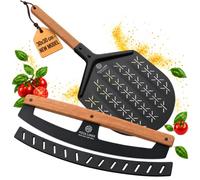 Pizza Lover Ensemble pelle à pizza avec couteau de pesée, pelle à pizza et couteau à pizza 2 pièces Accessoires : pelle à pizza 30 x 30 cm en aluminium anodisé dur et roulette à pizza 38 cm en acier