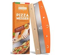 Pizza Mondo® Pizza Cutter - Couteau à pizza professionnel plus efficace que le rouleau à pizza | Couteau a pizza premium en acier inoxydable 32cm avec manche en bois | Découpe rapide et régulière