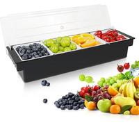 Pizza Toppings Station, Distributeur amovible et réutilisable d'épices pour pizza Boîte à épices pour la maison ou le restaurant Récipient à garniture pour pizza (4 compartiments)