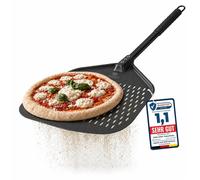 PizzaLover Pelle à pizza Premium - Pelle à pizza perforée en aluminium anodisé dur avec poignée antidérapante - 30x70 cm - Idéal pour four à pizza, barbecue, pierre à pizza - Professionnel & Hobby Piz