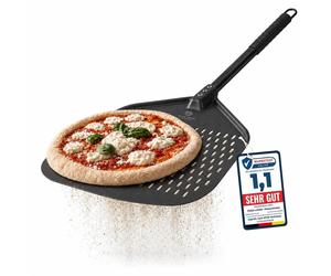 PizzaLover Pelle à pizza Premium - Pelle à pizza perforée en aluminium anodisé dur avec poignée antidérapante - 30x70 cm - Idéal pour four à pizza, barbecue, pierre à pizza - Professionnel & Hobby Piz