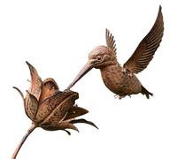 Pjeghbvop Piquet de jardin avec colibri en fer, décoration extérieure pour cour et terrasse, piquet de jardin avec colibri en fer, décoration de jardin avec charme pour les amoureux de la nature