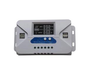 Pjeghbvop Régulateur solaire MPPT 12 V/24 V 10-60 A écran LCD pour route | Contrôleur de panneau solaire 4 ports USB pour lanterne de rue, prévention multiple, éclairage extérieur, charge de batterie