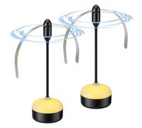 PKBD Lot de 2 Ventilateurs Anti Mouche de Table Portables à Piles, Chasse Mouches de Table, LED Blanc Chaud & Pales Souples - Idéal pour Cuisine, Terrasse, Camping, Noir