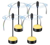 PKBD Lot de 4 Ventilateurs Anti Mouche de Table Portables à Piles, Chasse Mouches de Table, LED Blanc Chaud & Pales Souples - Idéal pour Cuisine, Terrasse, Camping, Noir