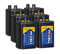 PKCELL Lot de 6 piles de lanterne 6 V, 4R25 6 V avec bornes à ressort, piles carrées robustes avec alimentation longue durée pour lanterne, lumière de secours, mangeoire de gibier, clôture, 6 pièces