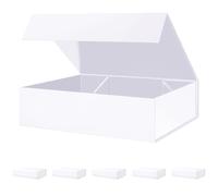 PKGMAGIC 6 Grande Boites Cadeaux Blanc 34,3 x 25,4 x 8,9 CM, Boite Cadeaux Vide, Coffret Cadeau Magnétique pour Anniversaire,Mariage,Baby shower, Demoiselle d’honneur (matte)