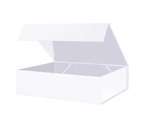 PKGMAGIC Grande Boite Cadeau Blanc 34,3 x 25,4 x 8,9 CM, Boite Cadeau Vide, Coffret Cadeau Magnétique pour Anniversaire,Mariage,Baby shower, Demoiselle d’honneur (matte)