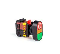 PKNVKZIDK 22mm Double Position Button Start-Stop Double Button Illuminated Push Button Switch with Lamp 24/220/380V Control Button 2PCS(APBB-22X25N,220V)